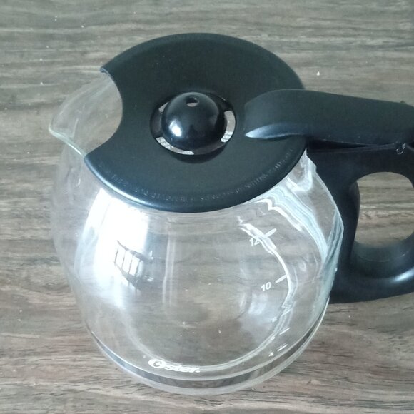 Vintage Oster 12 Cup Glass Coffee Pot Carafe Black Lid & Handle, Winter Like New - Picture 4 of 6